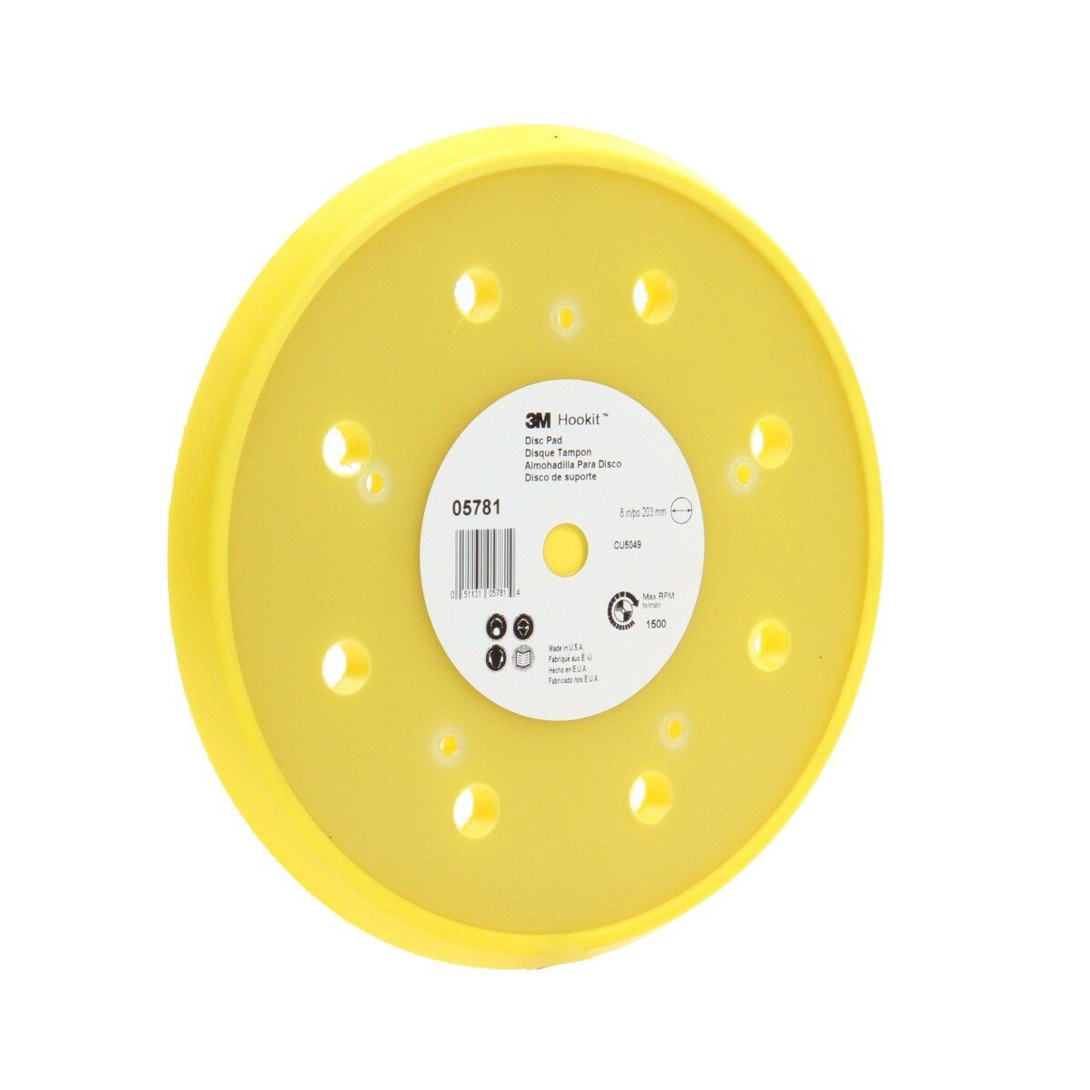 3M 05781 Hookit Abrasive Disc Pad, Dust Free, Medium Density Foam, Yellow, 8 in (7000119810) - 3