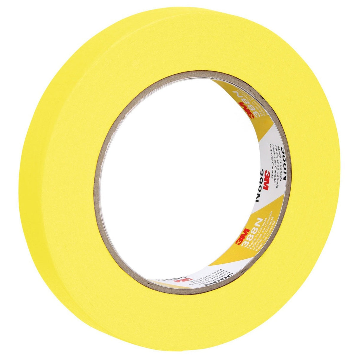 3M 388N 06652 Automotive Refinish Masking Tape, Yellow, Crepe Paper, 18 mm x 55 m, Moisture and Solvent Resistant (7000119815) (48 Pack) - 2
