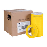 3M 388N 06652 Automotive Refinish Masking Tape, Yellow, Crepe Paper, 18 mm x 55 m, Moisture and Solvent Resistant (7000119815) (48 Pack) - 7