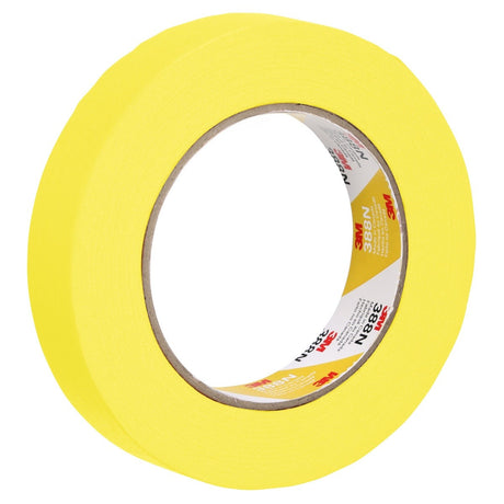 3M 388N Automotive Refinish Masking Tape, Yellow, Water Resistant, 24 mm x 55 m (06653) (7000119816) (36 Pack)
