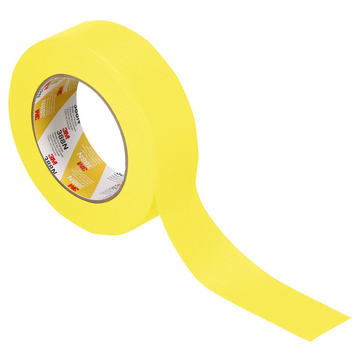 3M 388N 06654 Automotive Refinish Masking Tape, Yellow, Crepe Backing, Moisture and Solvent Resistant, 36 mm x 55 m (7000119817) - 6
