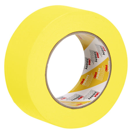 3M 388N Automotive Refinish Masking Tape, Rubber Adhesive, Yellow Crepe Paper Backing, Moisture and Solvent Resistant, 48 mm x 55 m (06656) (7000119819) (24 Pack)