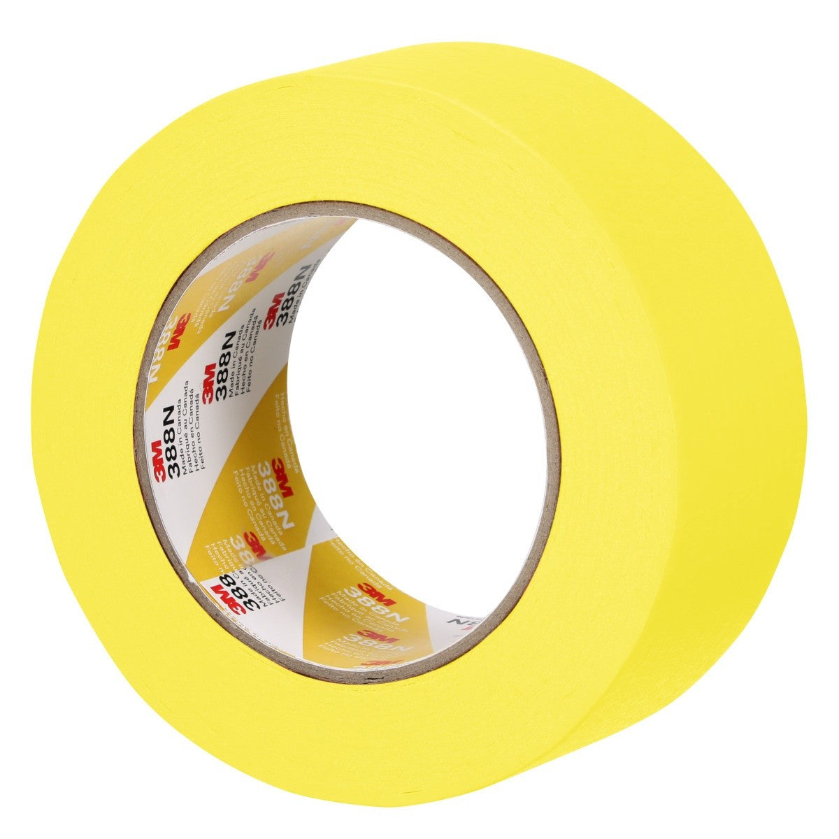 3M 388N Automotive Refinish Masking Tape, Rubber Adhesive, Yellow Crepe Paper Backing, Moisture and Solvent Resistant, 48 mm x 55 m (06656) (7000119819) (24 Pack) - 2