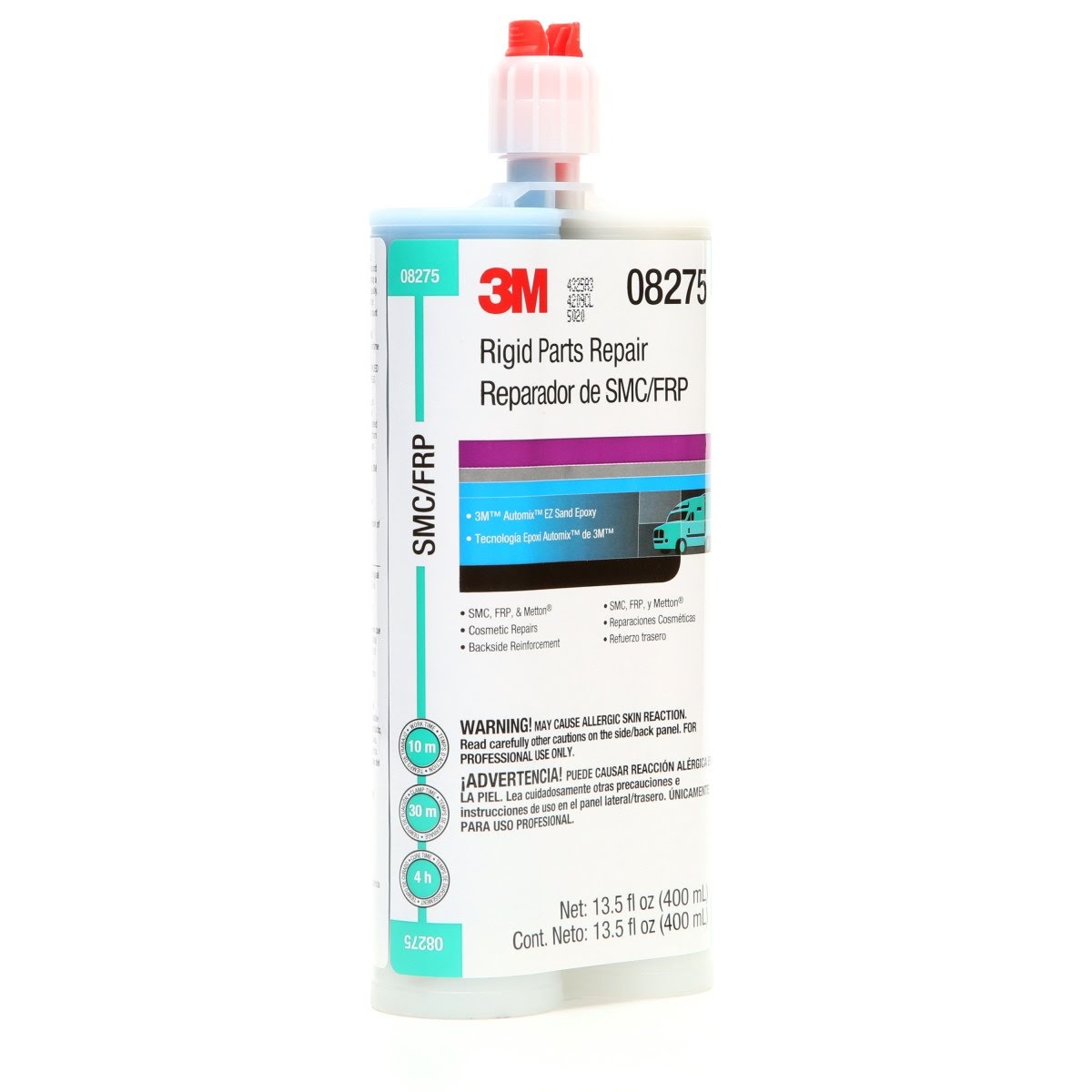 3M Rigid Parts Repair Two Part Epoxy Adhesive Filler, Blue, 400 mL Cartridge (08275) (7000119864) (6 Pack) - 2
