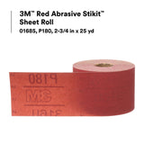 3M 316U Stikit Red Abrasive Sheet Roll, PSA, P180, Red, 2-3/4 in x 25 yd (01685) (7000119928) (6 Pack) - 6