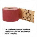 3M 316U Stikit Red Abrasive Sheet Roll, PSA, P180, Red, 2-3/4 in x 25 yd (01685) (7000119928) (6 Pack) - 9