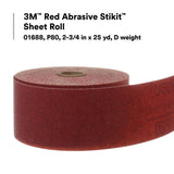 3M 316U Stikit Stikit Red Abrasive Sheet Roll, No Hole, P80, 2-3/4 in x 25 yd, D Weight (01688) (7000119931) (6 Pack) - 5