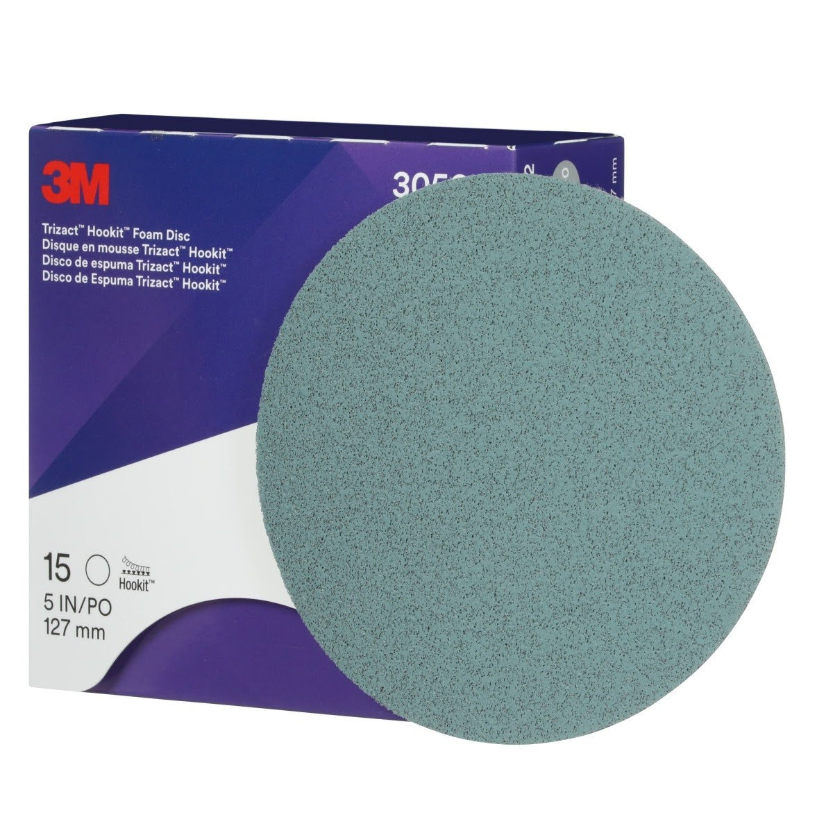 3M 443SA 30562 Trizact Hookit Foam Abrasive Disc, 5000, 5 in (127 mm) (7000120107) (60 Pack) - 3
