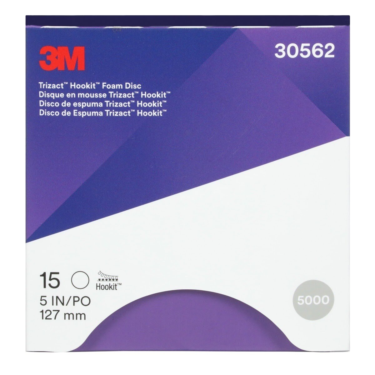 3M 443SA 30562 Trizact Hookit Foam Abrasive Disc, 5000, 5 in (127 mm) (7000120107) (60 Pack) - 9