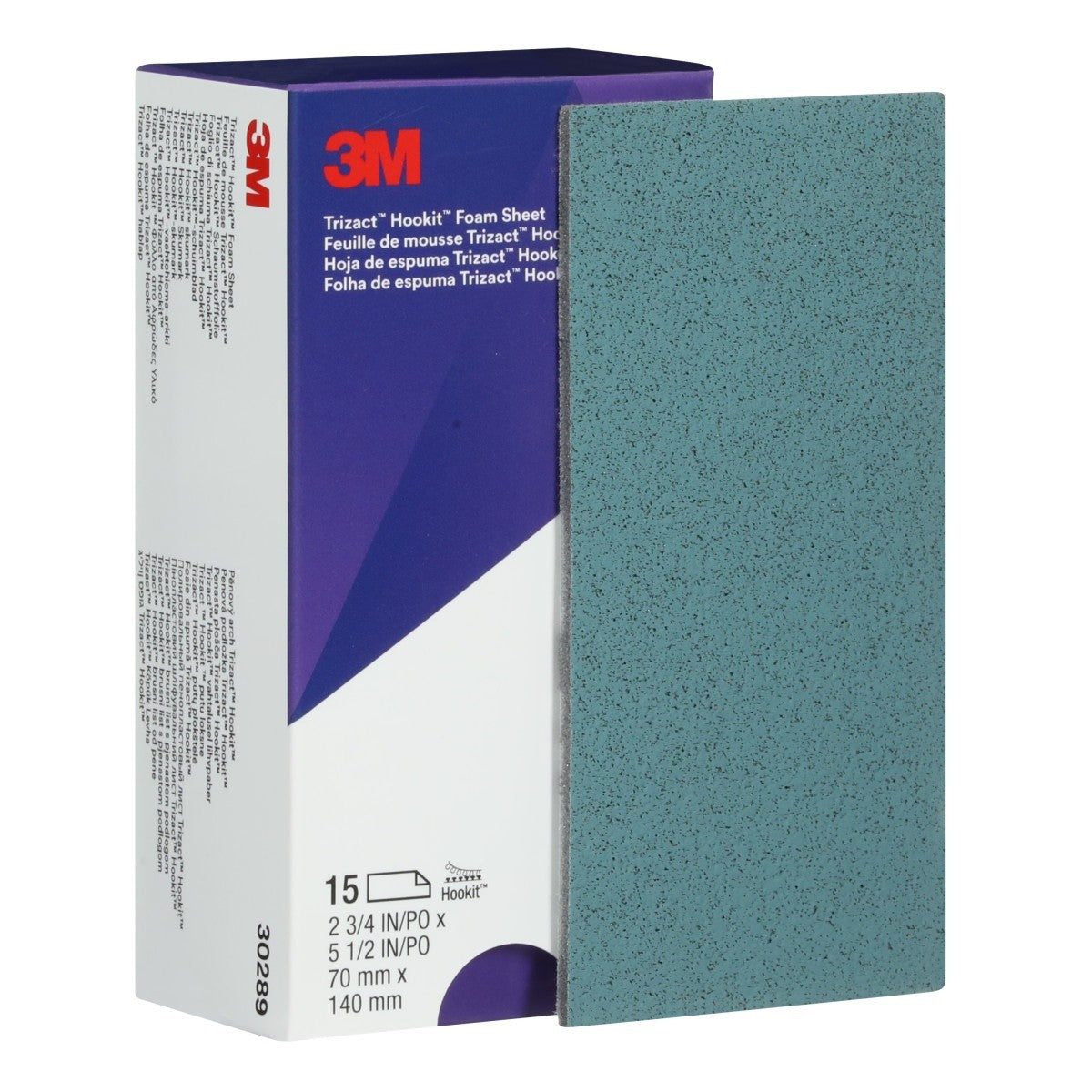 3M 443SA 30289 Trizact Hookit Foam Abrasive Sheet, 5000 Grit, Teal, 2-3/4 in x 5-1/2 in, 15 Sheets per Carton (7000120135) (60 Pack) - 7