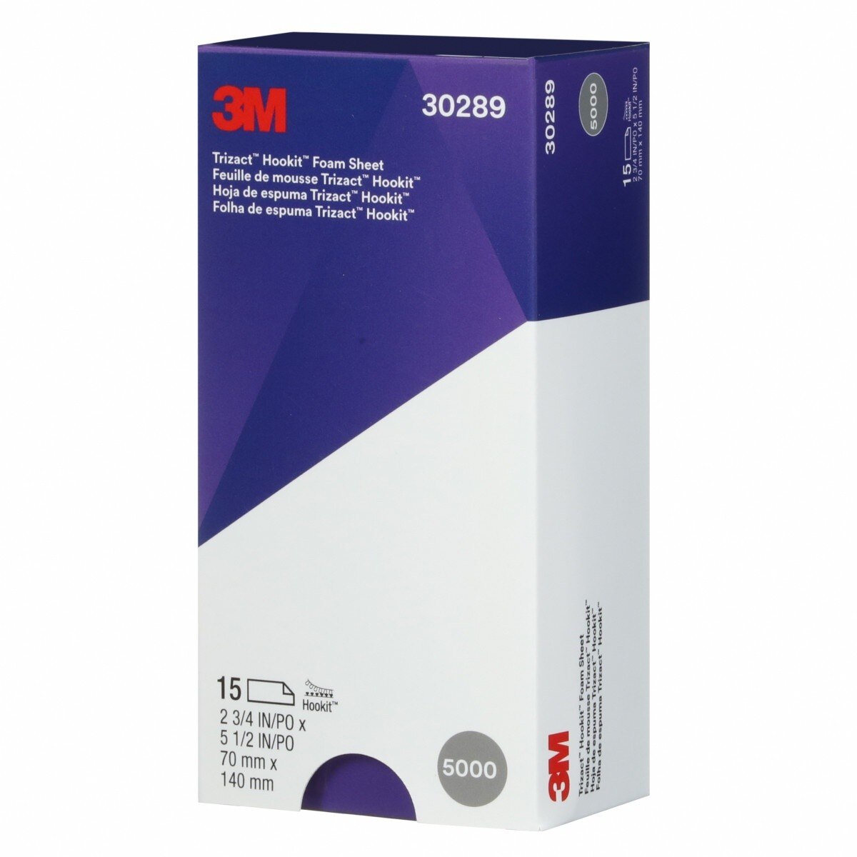 3M 443SA 30289 Trizact Hookit Foam Abrasive Sheet, 5000 Grit, Teal, 2-3/4 in x 5-1/2 in, 15 Sheets per Carton (7000120135) (60 Pack) - 9
