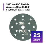 3M 270J 34403 Hookit Flexible Abrasive Disc, Dust Free, P400, Gray, 6 in, Primer Sanding, E coat Sanding (7000120193) (125 Pack) - 2