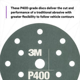3M 270J 34403 Hookit Flexible Abrasive Disc, Dust Free, P400, Gray, 6 in, Primer Sanding, E coat Sanding (7000120193) (125 Pack) - 3