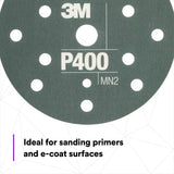 3M 270J 34403 Hookit Flexible Abrasive Disc, Dust Free, P400, Gray, 6 in, Primer Sanding, E coat Sanding (7000120193) (125 Pack) - 4