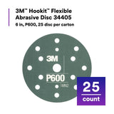 3M 270J 34405 Hookit Flexible Abrasive Disc, Dust Free, Aluminum Oxide P600, Gray, 6 in, Primer and Clear Coat Sanding (7000120194) (125 Pack) - 2