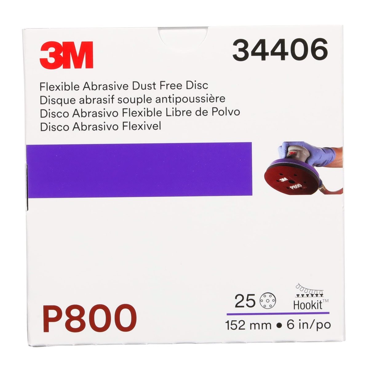 3M 270J 34406 Hookit Flexible Abrasive Disc Dust Free P800 Red 6 in (7000120195) (125 Pack) - 8