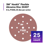 3M 270J 34407 Hookit Flexible Abrasive Disc, Dust Free, P1000, Red, 6 in (7000120196) (125 Pack) - 2