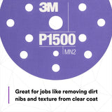 3M 270J 34409 Hookit Flexible Abrasive Disc, Dust Free, P1500, Purple, 6 in (7000120198) (125 Pack) - 4