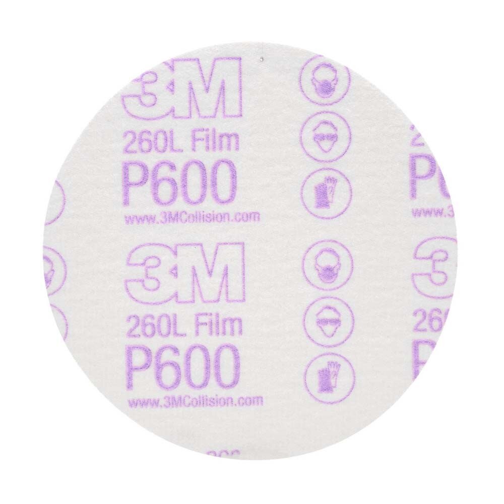 3M 7000120388 Hookit Finishing Film Abrasive Disc 260L, 00955, 5 in, P600 (100 Pack)