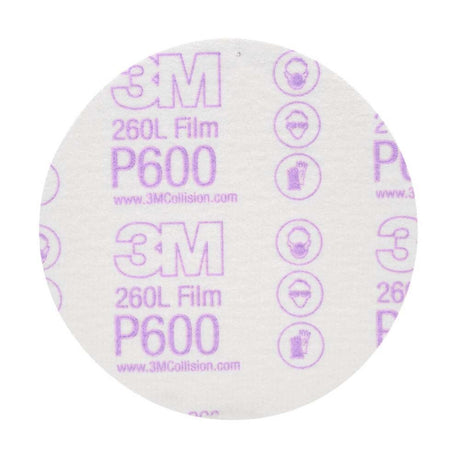3M 7000120388 Hookit Finishing Film Abrasive Disc 260L, 00955, 5 in, P600 (100 Pack)