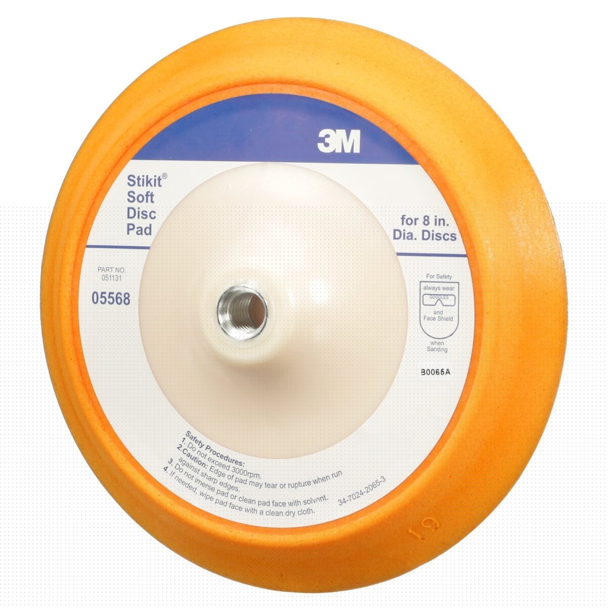 3M 05568 Stikit Soft Abrasive Disc Back up Pad, PSA, Soft Foam, Yellow, 8 in, 5/8 in-11 (7000120406) - 7