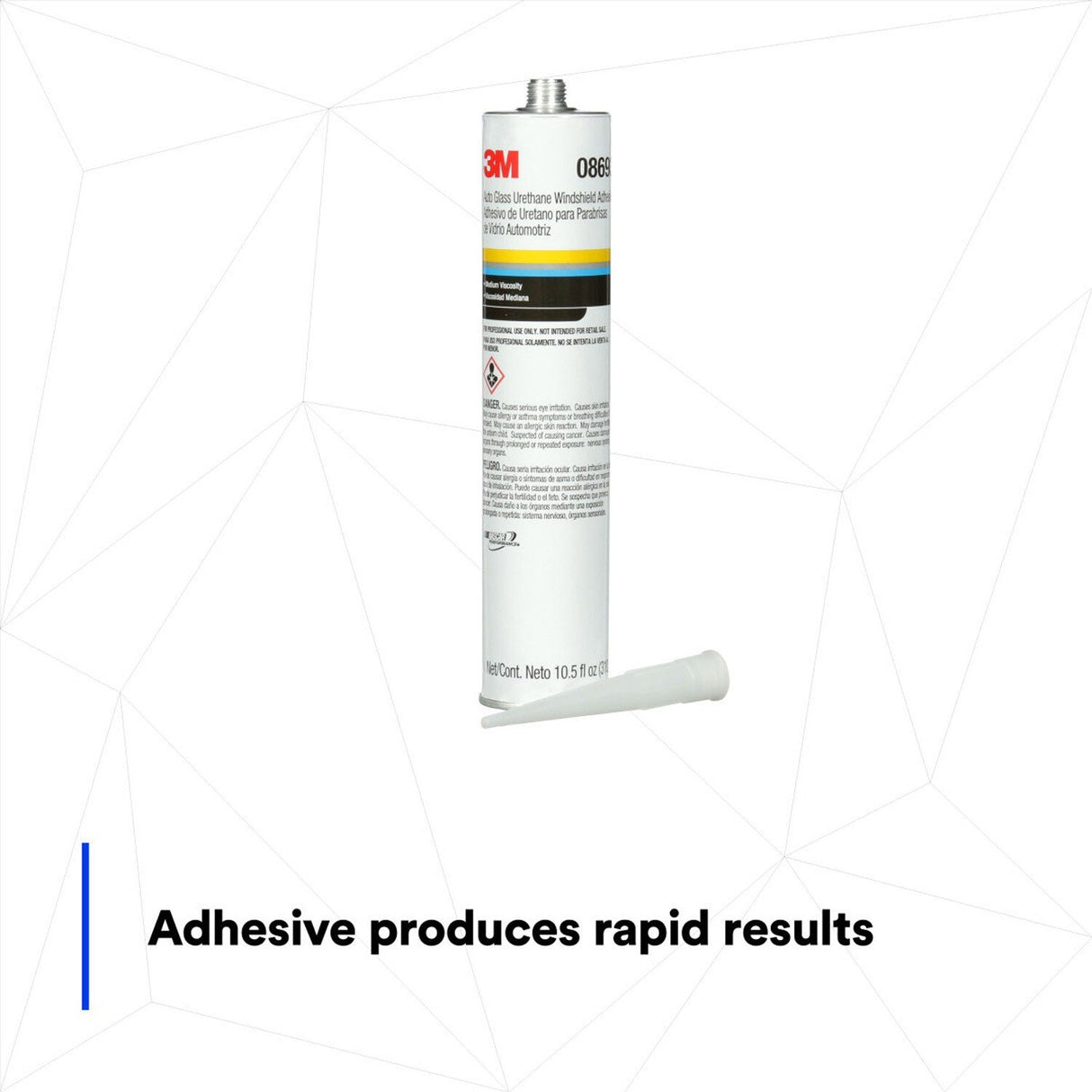 3M 08693 Auto Glass Urethane Windshield Adhesive, Medium Viscosity, High-Strength, Fast-Curing, Black, 310 mL/10.5 fl oz Cartridge (7000120424) - 2