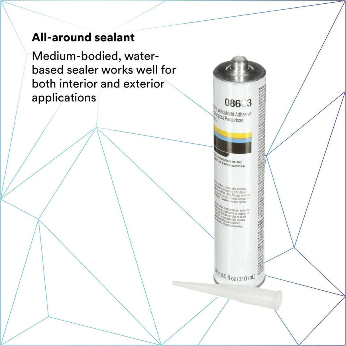 3M 08693 Auto Glass Urethane Windshield Adhesive, Medium Viscosity, High-Strength, Fast-Curing, Black, 310 mL/10.5 fl oz Cartridge (7000120424) - 6