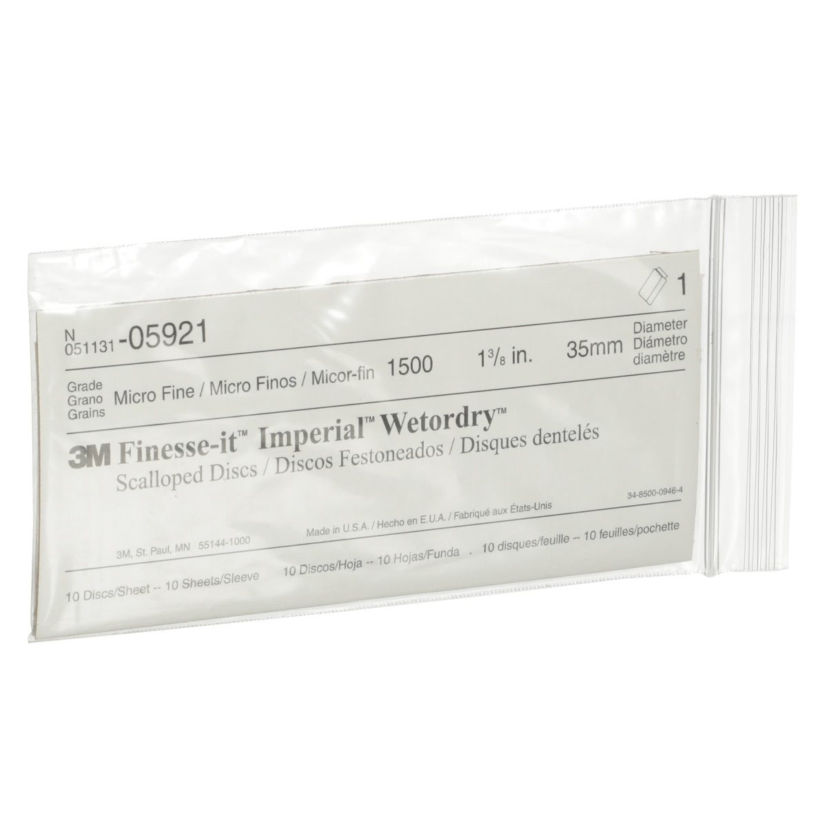 3M 401Q Finesse-it Imperial Wetordry Scallop Abrasive Disc, PSA, SiC, 1500 Grit, Black, 1 3/8 in (05921) (7000120445) (10 Pack) - 5