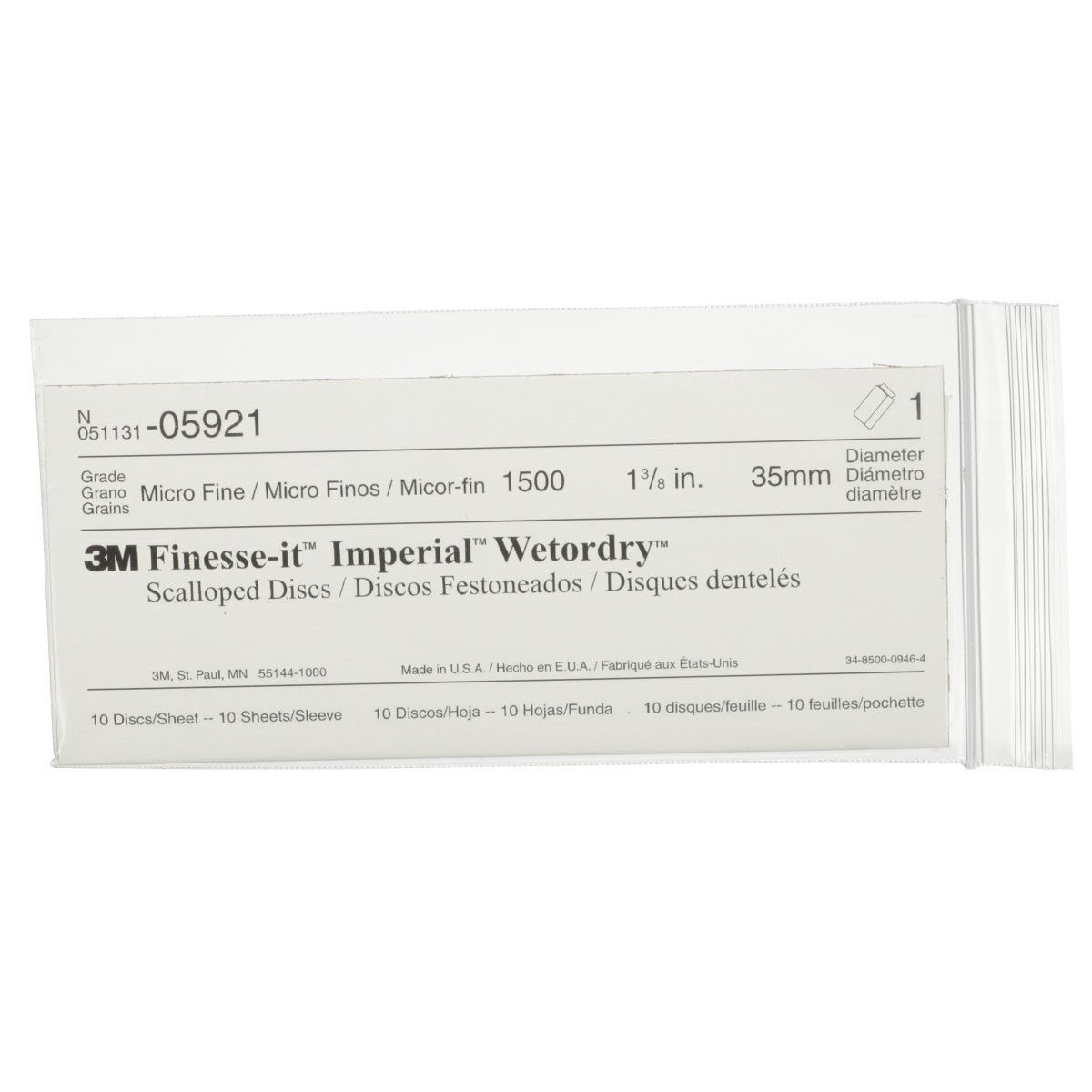 3M 401Q Finesse-it Imperial Wetordry Scallop Abrasive Disc, PSA, SiC, 1500 Grit, Black, 1 3/8 in (05921) (7000120445) (10 Pack) - 6