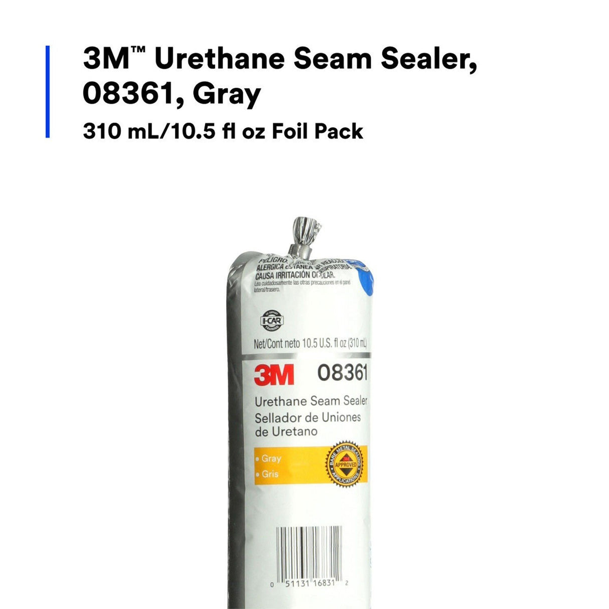 3M Urethane Seam Sealer, Gray, 310 mL 10.5 fl oz Foil Pack (08361) (7000120461) (6 Pack) - 9