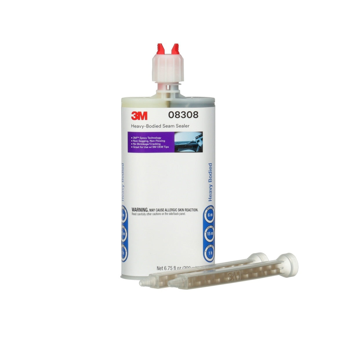 3M 08308 Heavy-Bodied Seam Sealer Two-Part Self-Mixing Automotive Epoxy Black 200 ml 6.75 fl oz Cartridge (7000120463) (6 Pack)