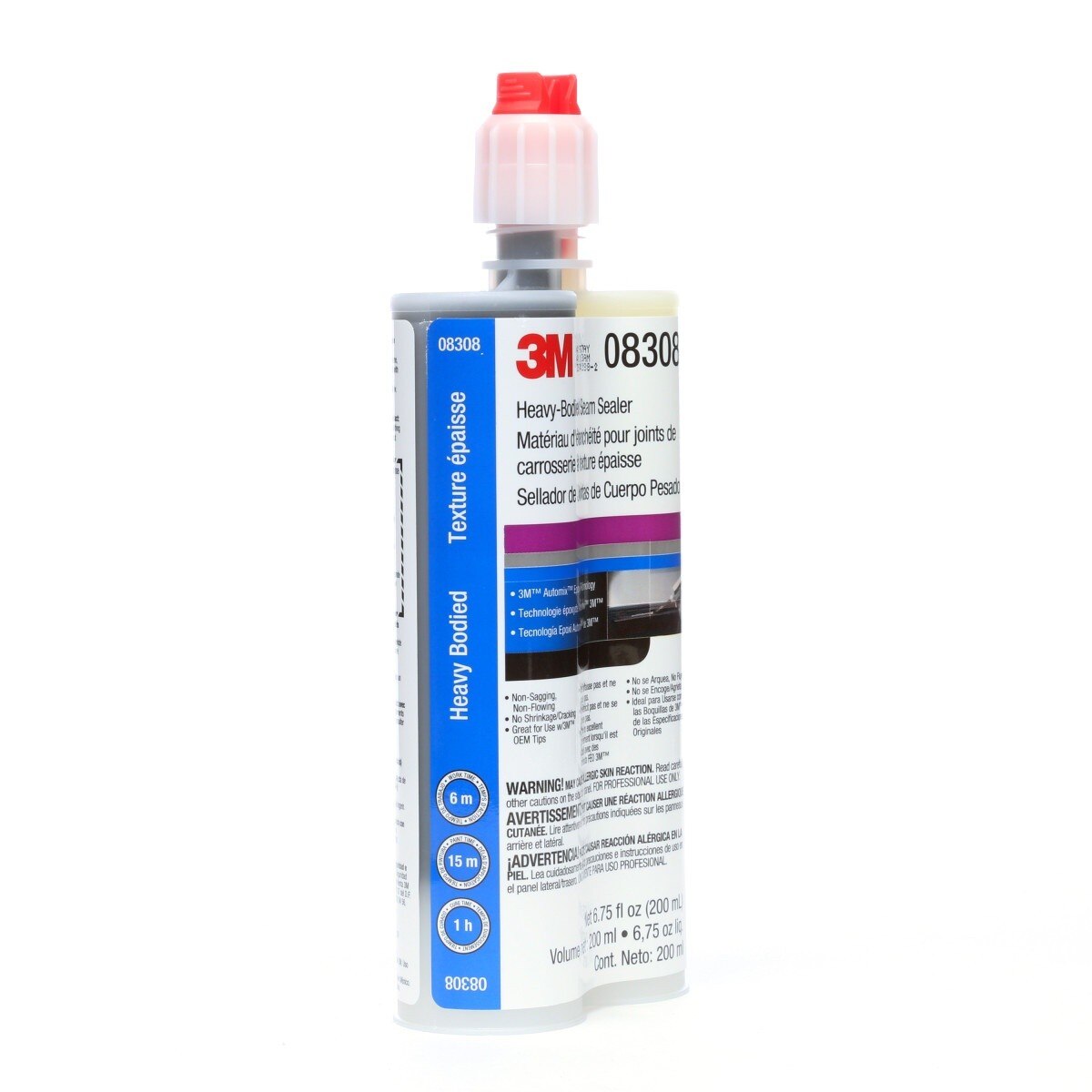 3M 08308 Heavy-Bodied Seam Sealer Two-Part Self-Mixing Automotive Epoxy Black 200 ml 6.75 fl oz Cartridge (7000120463) (6 Pack) - 2