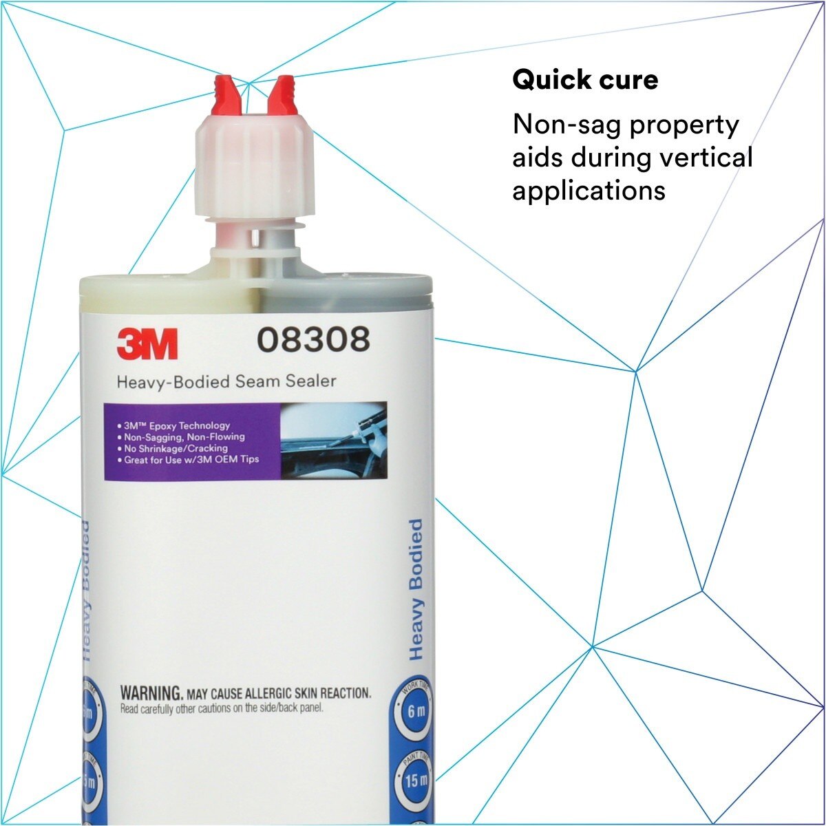3M 08308 Heavy-Bodied Seam Sealer Two-Part Self-Mixing Automotive Epoxy Black 200 ml 6.75 fl oz Cartridge (7000120463) (6 Pack) - 4