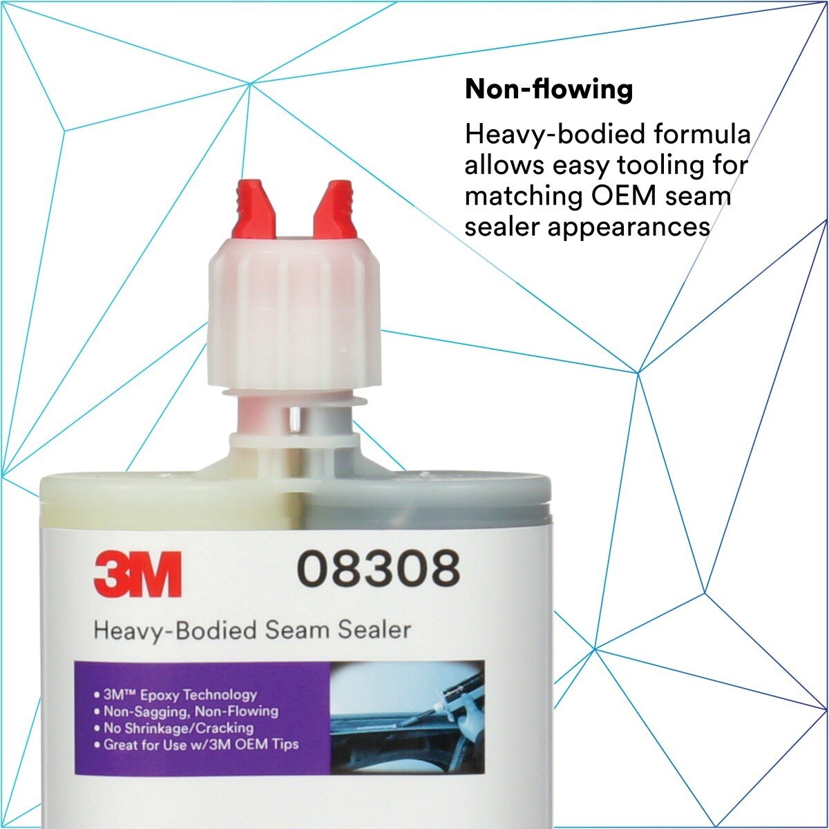 3M 08308 Heavy-Bodied Seam Sealer Two-Part Self-Mixing Automotive Epoxy Black 200 ml 6.75 fl oz Cartridge (7000120463) (6 Pack) - 6