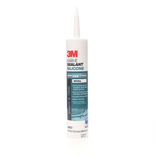 3M MG Sil 08027 Marine Grade Silicone Sealant Cartridge, White, 10.3 fl oz, Above the Waterline Sealing for Boats and RVs (7000120476) (12 Pack)