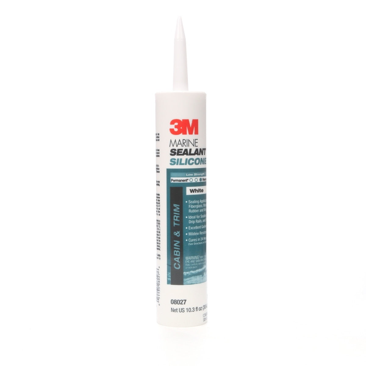 3M MG Sil 08027 Marine Grade Silicone Sealant Cartridge, White, 10.3 fl oz, Above the Waterline Sealing for Boats and RVs (7000120476) (12 Pack) - 2