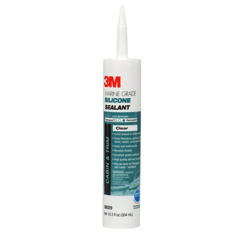 3M MG Sil Marine Grade Silicone Sealant, Clear, 304 mL Cartridge, 10.3 fl oz (08029) (7000120477) (12 Pack)