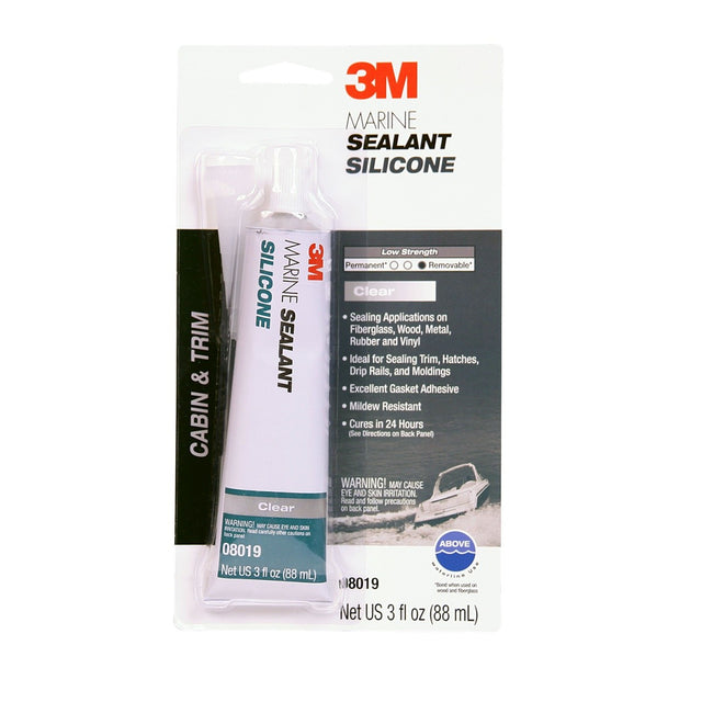 3M MG Sil Marine Grade Silicone Sealant, Clear, 3 fl oz Tube, Above Waterline (08019) (7000120480) (6 Pack)
