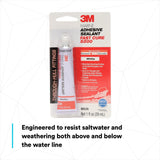 3M 5200FC Marine Adhesive Sealant Fast Cure, White, 3 fl oz Tube, Above/Below Waterline (5220) (7000120490) (6 Pack) - 7