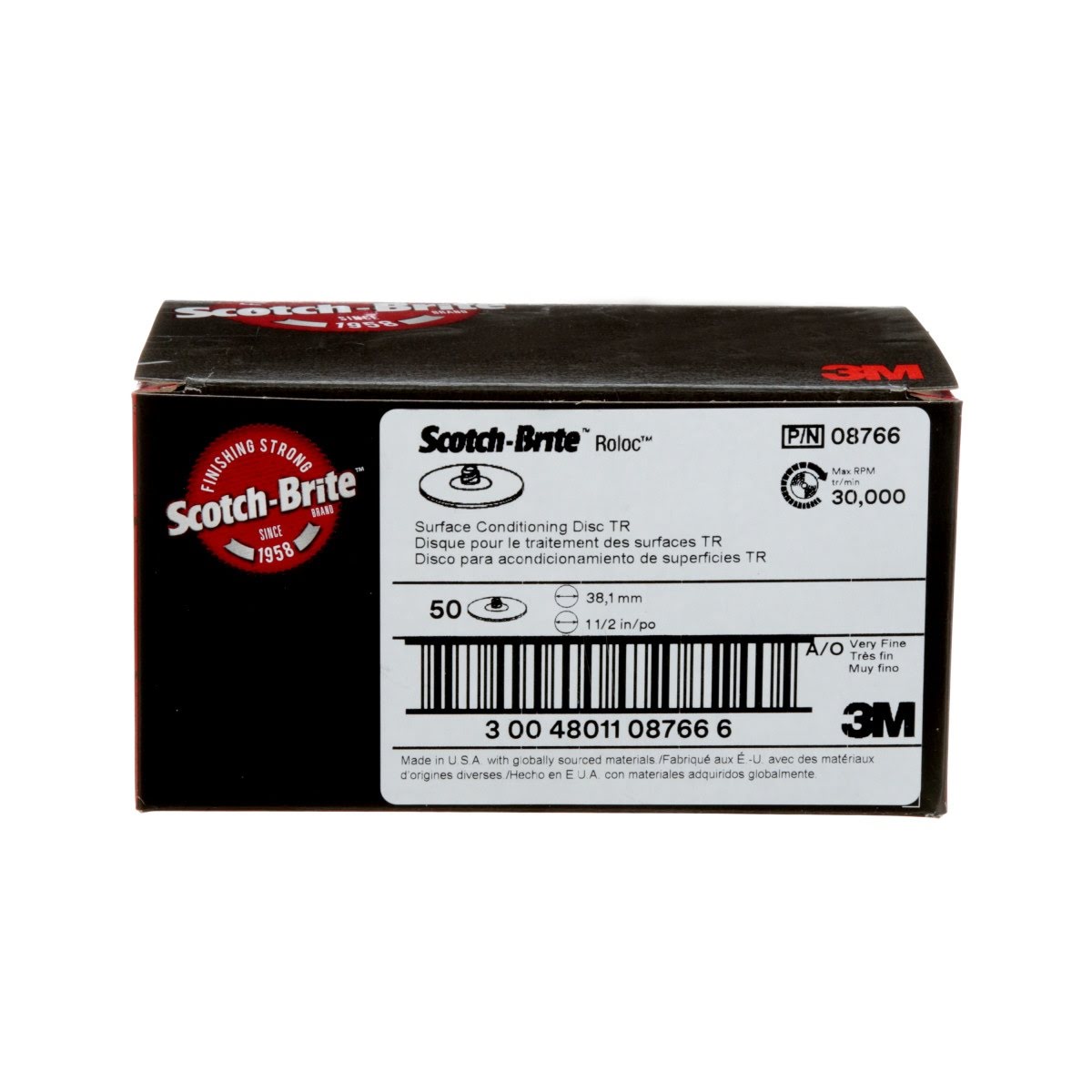 3M SC-DR 08766 Scotch-Brite Roloc Surface Conditioning Disc, A/O Very Fine, TR, 1-1/2 in, Teal (7000120595) (200 Pack) - 8