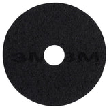 3M 7200 Black Stripper Pad 18 in x 3/4 in Center Hole 175-600 RPM for Floor Finish Stripping (7000120630) (5 Pack)