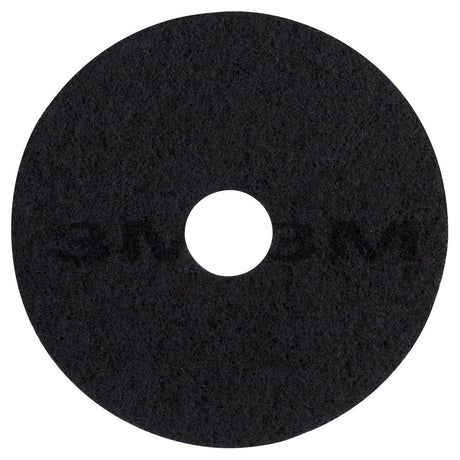 3M 7200 Black Stripper Pad 18 in x 3/4 in Center Hole 175-600 RPM for Floor Finish Stripping (7000120630) (5 Pack)