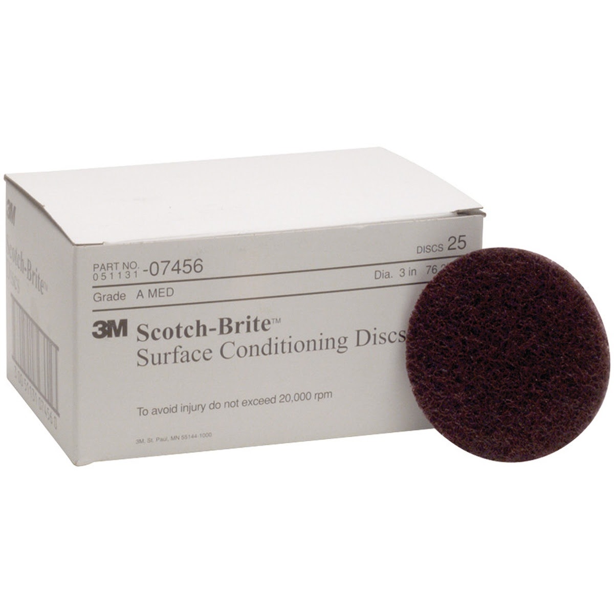 3M SC-DH 7456 Scotch-Brite Surface Conditioning Disc, 0, A/O Medium, 3 in x NH (7000120659) (100 Pack)