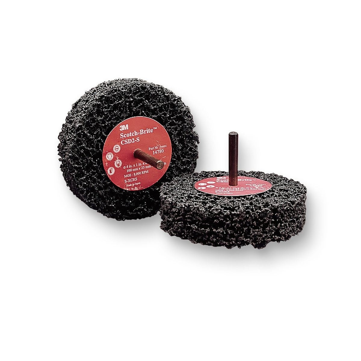 3M C1-ZS Scotch-Brite Clean and Strip Disc D1, Extra Coarse, Silicon Carbide, Black, 4 in x 1/2 in, 1/4 in Spindle (7000120702) (10 Pack)
