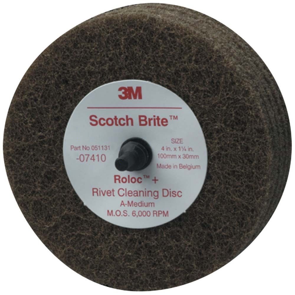 3M 07410 Scotch-Brite Rivet Cleaning Disc , 4 in x 1-1/4 in A MED (7000120778) (10 Pack)