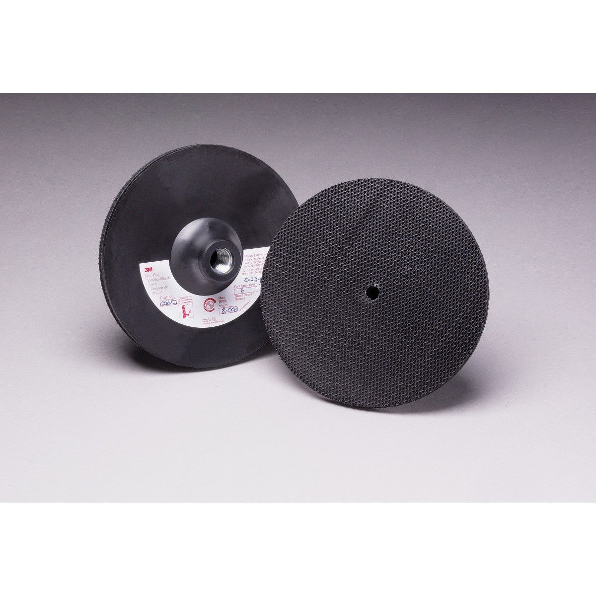 3M 05682 Disc Pad Holder 916, Hook and Loop Back-up Pad, Black, Firm, 6 in x 1/8 in x 3/8 in x 5/8 in-11 Internal (7000120890)