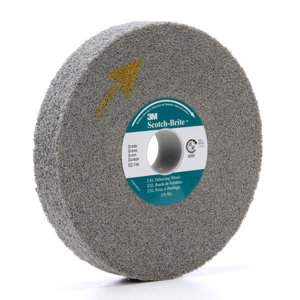 3M XL-WL Scotch-Brite EXL Deburring Convolute Wheel, 8S Medium, Silicon Carbide, Gray, 6 in x 1/2 in x 1 in, Center Hole (7000120911) (4 Pack)
