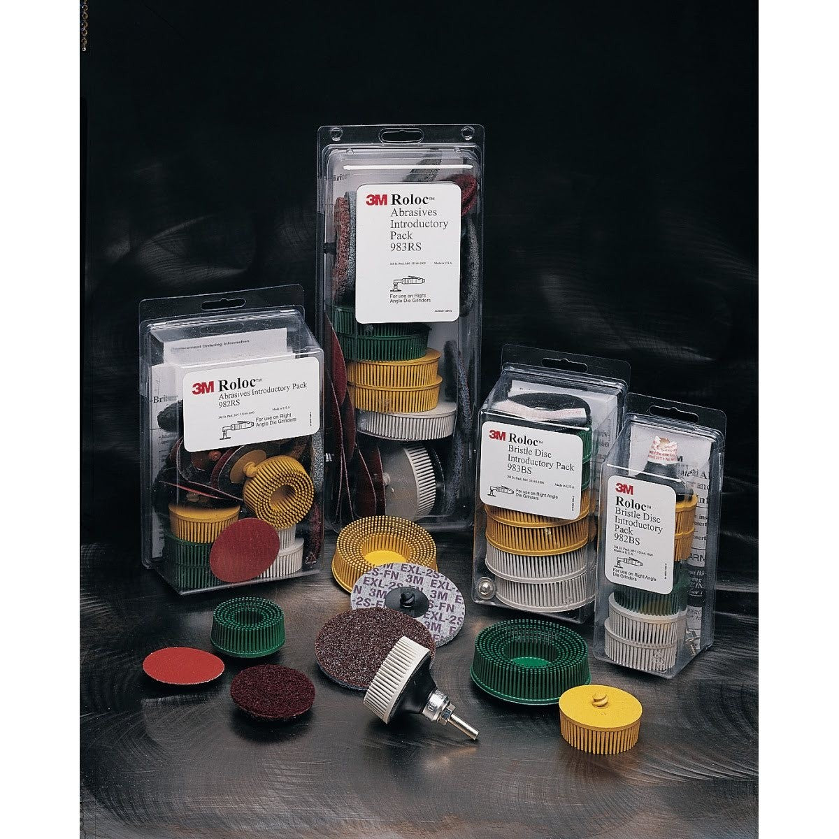3M 982BS Roloc Bristle Disc Kit, TR, Assorted Grit, Multi-color, 2 in (7000120924) (5 Pack) - 2