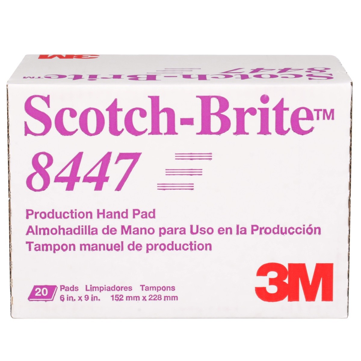 3M HP-HP 8447 Scotch-Brite Production Hand Pad, Aluminum Oxide Very Fine, Maroon, 6 in x 9 in (7000120942) (60 Pack) - 4