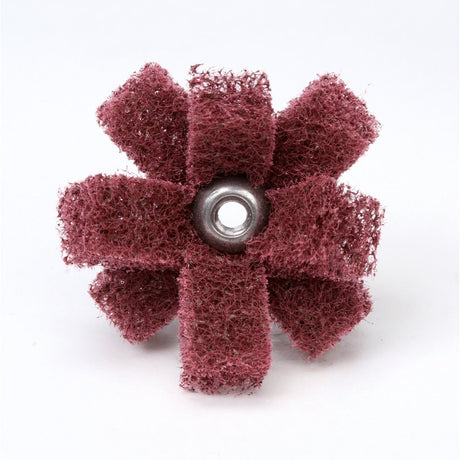 3M HS-XB Scotch-Brite Cross Buff, Aluminum Oxide Very Fine, Maroon, 1-1/2 in x 3/8 in, 2 Ply, 8-32 Eyelet (7000121147) (100 Pack)